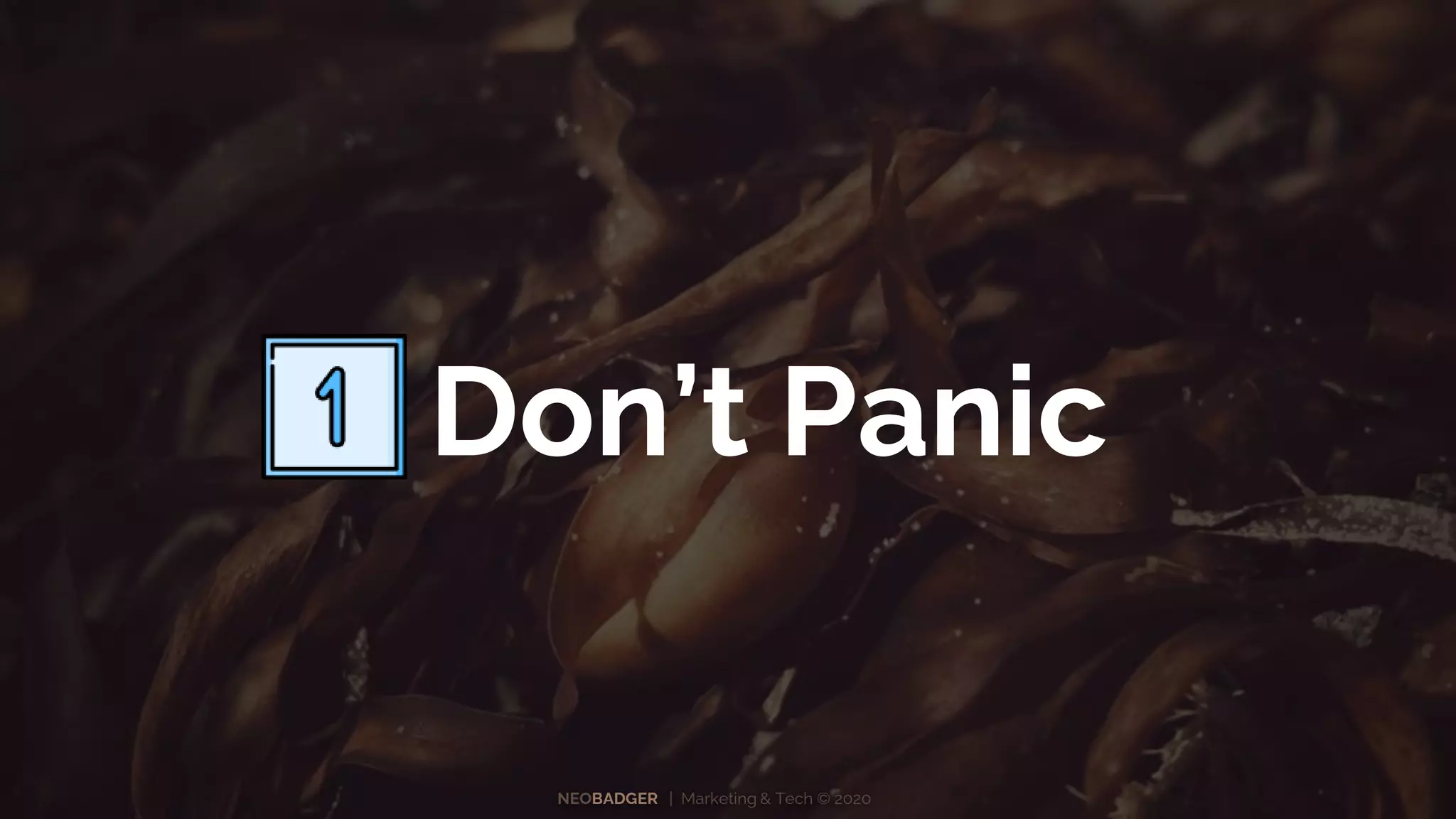 NEOBADGER | Marketing & Tech © 2020
Don’t Panic
 