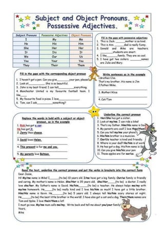 english possessive adjectives exercise