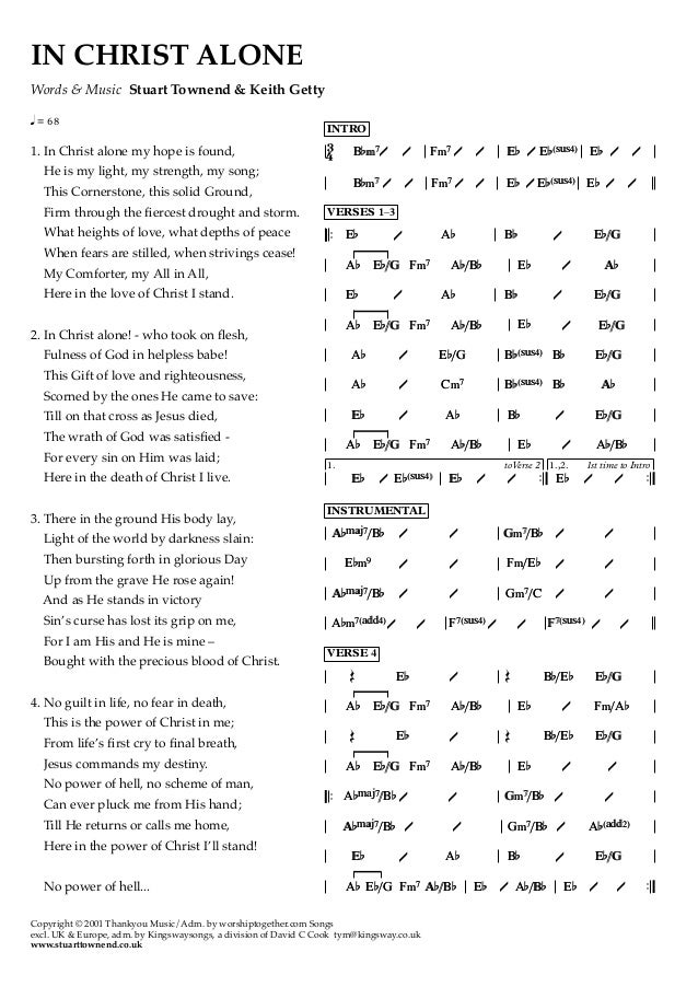 In Christ Alone Chord Chart