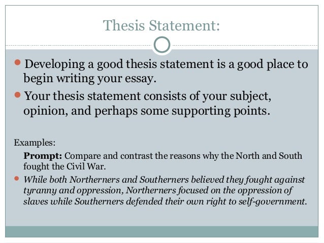 thesis statement example for exercise