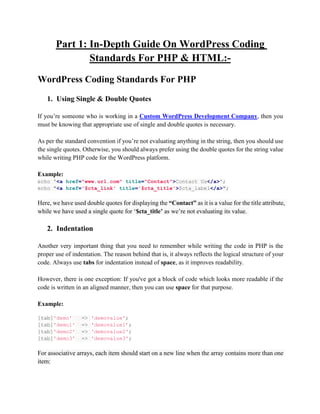 In-Depth Guide On WordPress Coding Standards For PHP & HTML | PDF