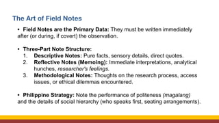 Example Of Field Notes Advanced Qualitative Data Collection Techniques in Filipino Cultural ...