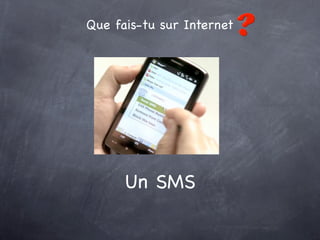 Que fais-tu sur Internet




      Un SMS
 