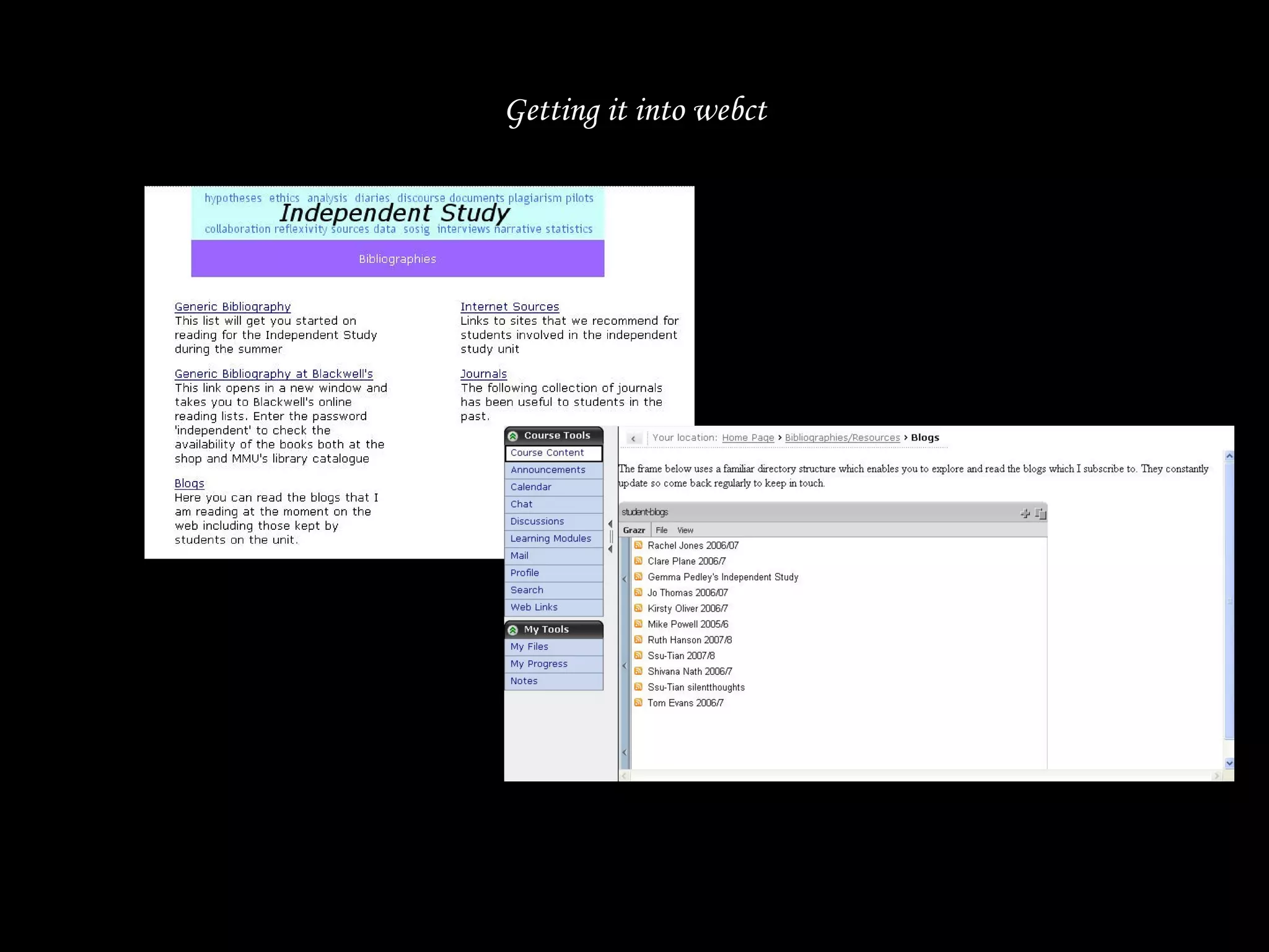 Getting it into webct 