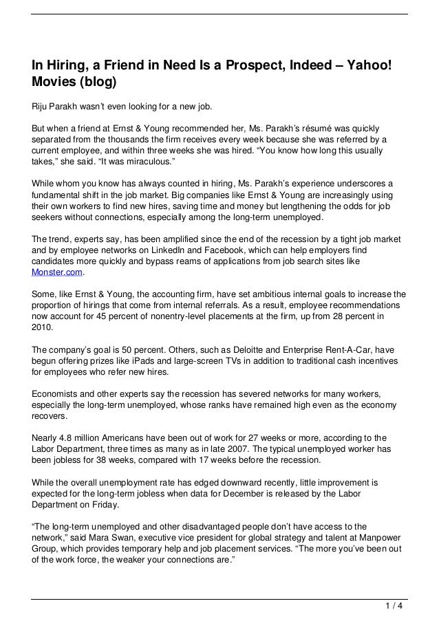 In Hiring A Friend In Need Is A Prospect Indeed 8211 Yahoo Movi