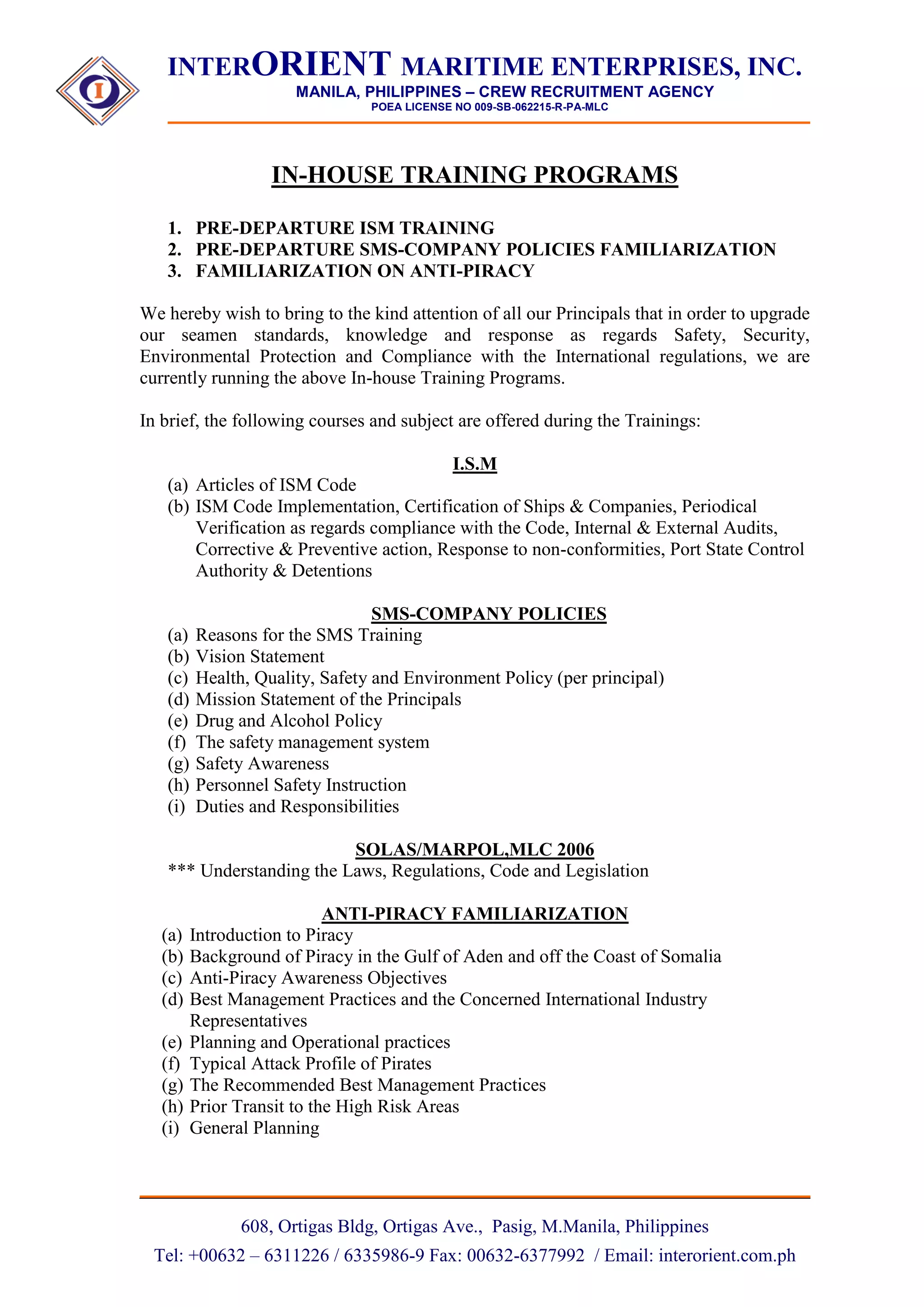 Crew Management Training - InterOrientDMCC | PDF