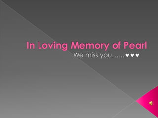 In Loving Memory of Pearl We miss you…… 
