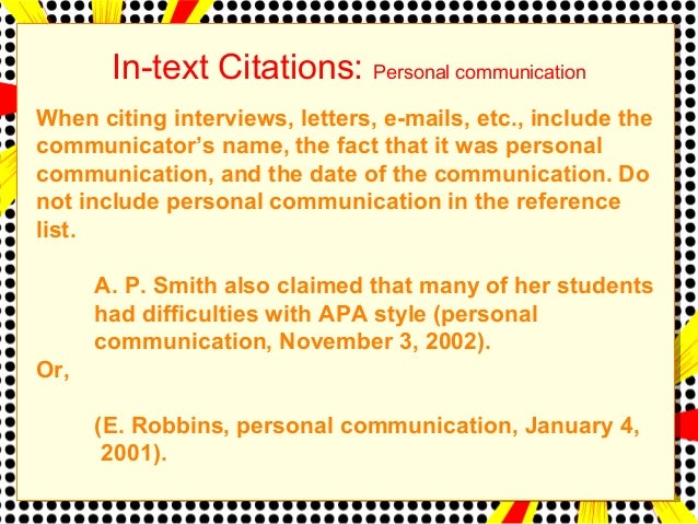 Citing Personal Letters In A Reference List Citing Personal Letters In A Reference List