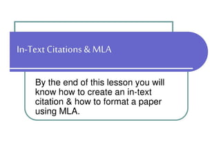 In-Text Citations & MLA