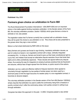 Farmers given choice on arbitration in Farm Bill