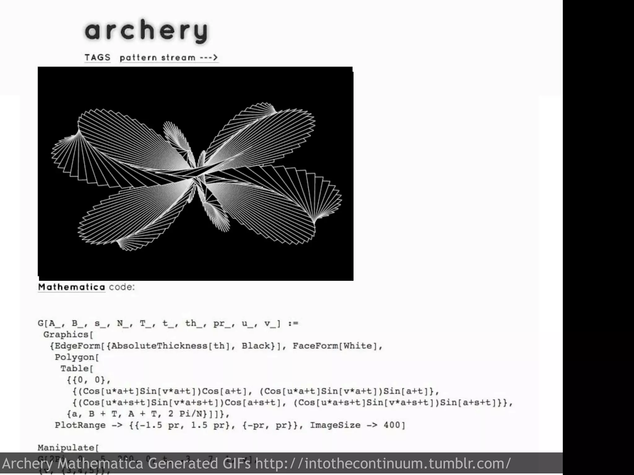 Archery Mathematica Generated GIFs http://intothecontinuum.tumblr.com/
 