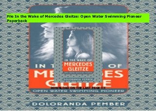 DOWNLOAD ON THE LAST PAGE !!!!
Download Here https://ebooklibrary.solutionsforyou.space/?book=0750989777 In 1927, Mercedes Gleitze became the first British woman to swim the English Channel, transforming her from a humble working-class typist into one of the most iconic sportswomen of her age. With no financial backing or technology, and just the sheer determination to succeed, Mercedes was at the forefront in the struggle to break through existing prejudices against women taking part in sport. She led by example. Over a 10-year period and a pioneering number of record-setting swims around the world, she achieved celebrity status, helped make Rolex famous, and was regularly featured in the worldwide press. Mercedes’ remarkable story and swimming career are now documented for the first time by her daughter, Doloranda Pember, using family records and Mercedes’ personal archive. Read Online PDF In the Wake of Mercedes Gleitze: Open Water Swimming Pioneer Download PDF In the Wake of Mercedes Gleitze: Open Water Swimming Pioneer Read Full PDF In the Wake of Mercedes Gleitze: Open Water Swimming Pioneer
File In the Wake of Mercedes Gleitze: Open Water Swimming Pioneer
Paperback
 