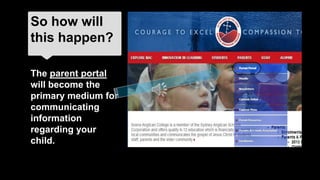So how will
this happen?

The parent portal
will become the
primary medium for
communicating
information
regarding your
child.
 