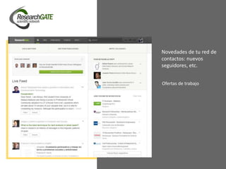 Ofertas de trabajo
Novedades de tu red de
contactos: nuevos
seguidores, etc.
 