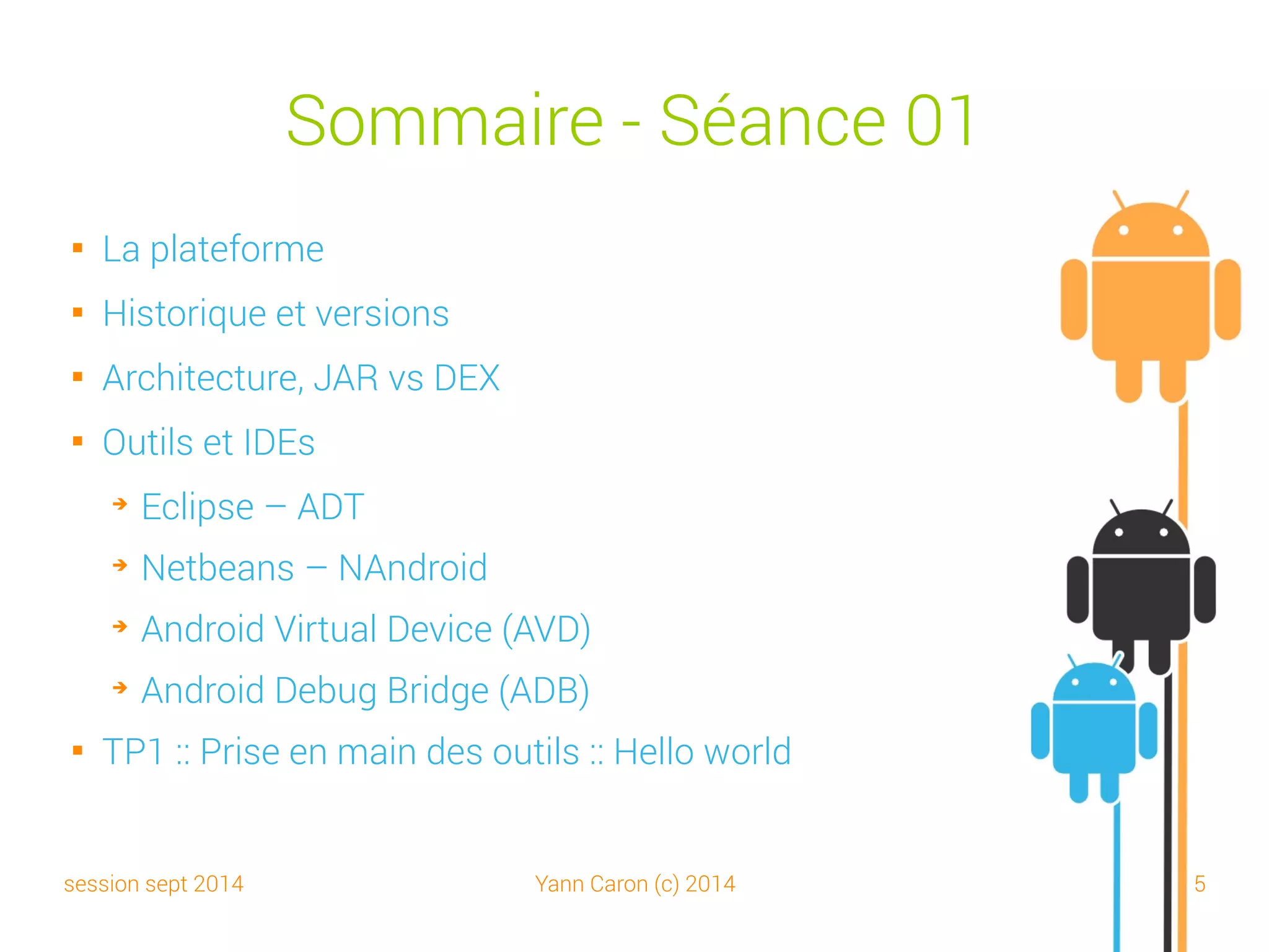 session sept 2014 Yann Caron (c) 2014 5
IN01 – Séance 01
La plateforme
 