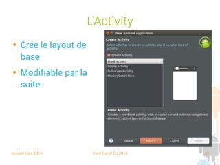 session sept 2014 Yann Caron (c) 2014 46
L'Activity

Crée le layout de
base

Modifiable par la
suite
 