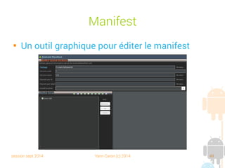 session sept 2014 Yann Caron (c) 2014 49
Manifest

Un outil graphique pour éditer le manifest
 