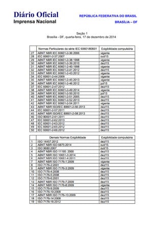 Diário Oficial REPÚBLICA FEDERATIVA DO BRASIL
Imprensa Nacional BRASÍLIA – DF
Seção 1
Brasília - DF, quarta-feira, 17 de dezembro de 2014
 