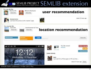 SEMLIB PROJECT
                    Semantic Web Tools for Digital Libraries   SEMLIB extension
                           ...