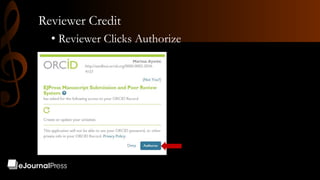 Reviewer Credit
• Reviewer Clicks Authorize
 