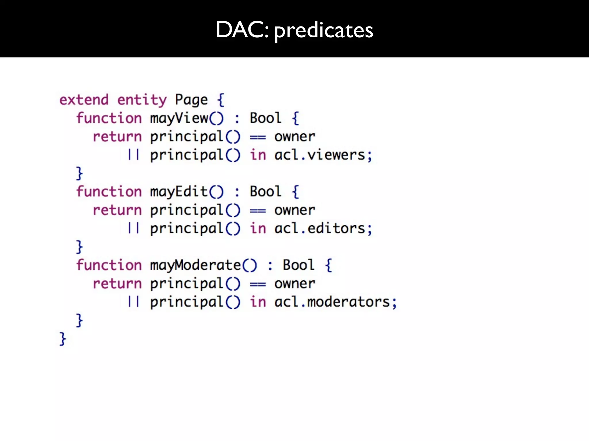 DAC: predicates
 