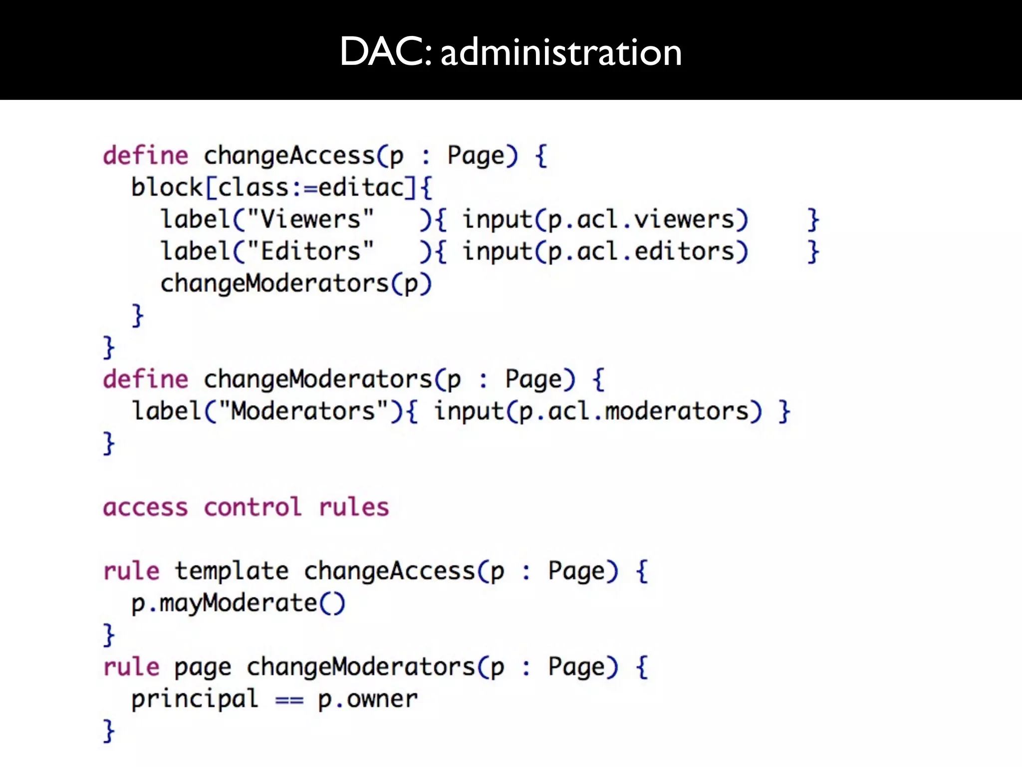 DAC: administration
 