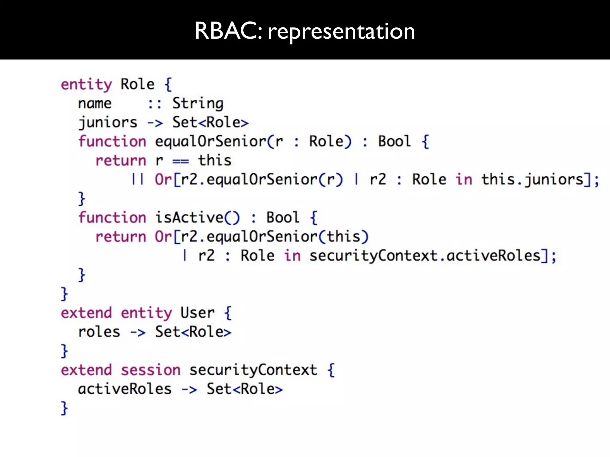 RBAC: representation
 