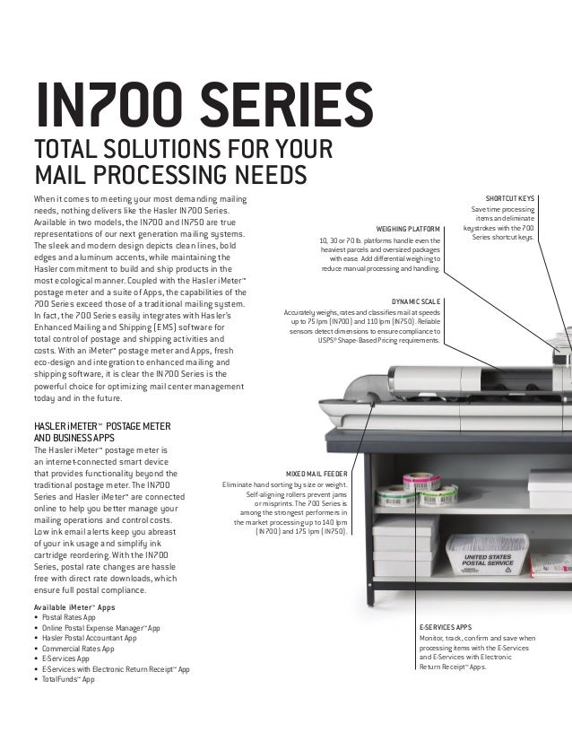 In700 Hasler High Volume Mailing Systems