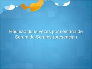Reunião duas vezes por semana de Scrum de Scrums (presencial)