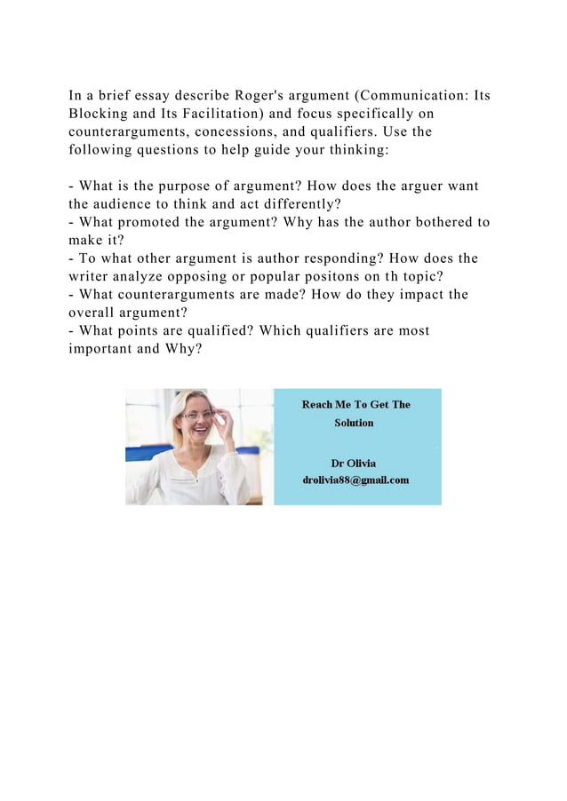 In a brief essay describe Rogers argument Its Block.docx