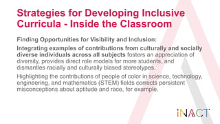 Strategies for Developing Inclusive
Curricula - Inside the Classroom
Finding Opportunities for Visibility and Inclusion:
I...
