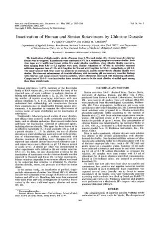 Inactivation of human and simian rotaviruses by chlorine dioxide