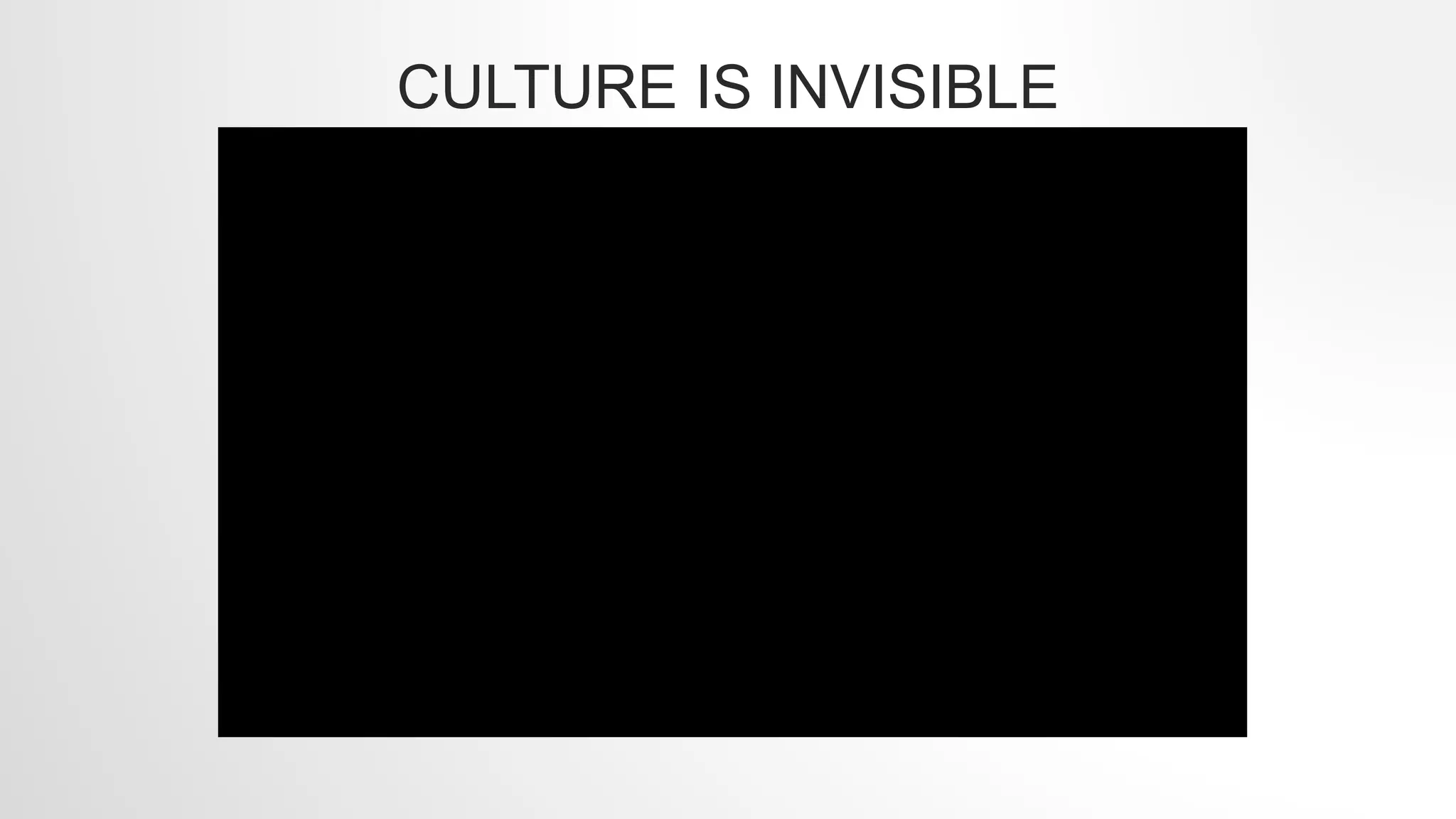 CULTURE IS INVISIBLE
 