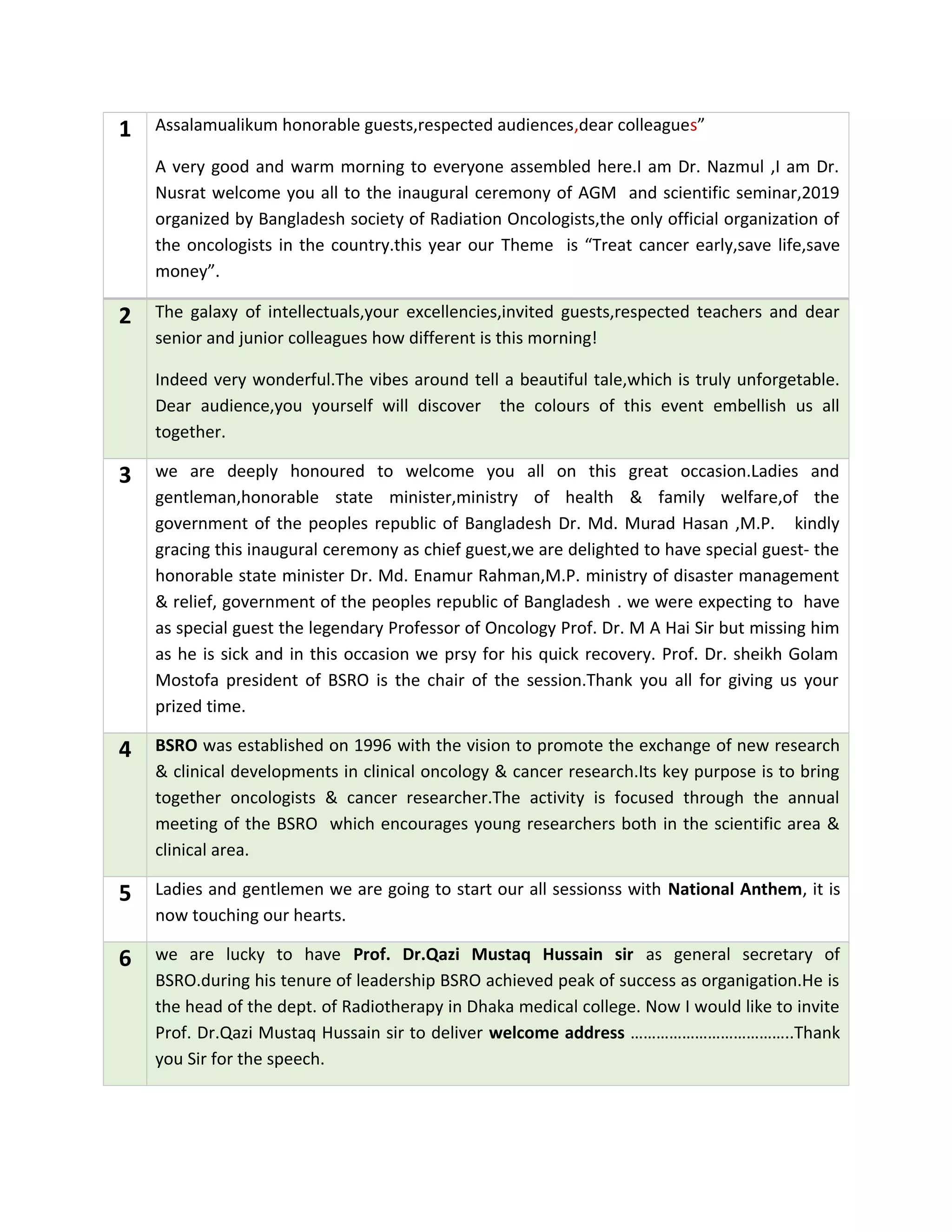 Inagural ceremony Anchoring | DOC