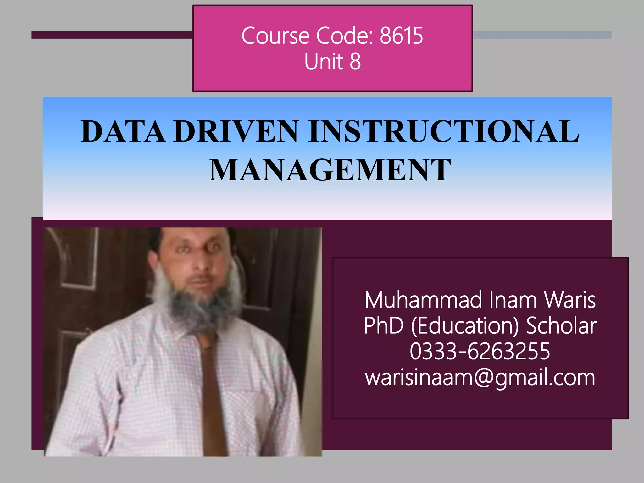 DATA DRIVEN INSTRUCTIONAL MANAGEMENT-8615 | PPTX | Education industry ...
