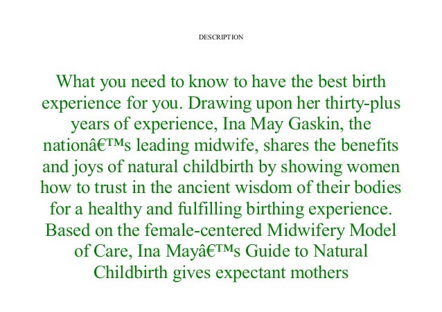 Ina may's guide to childbirth ina may gaskin