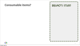 Bruno’s stuffConsumable items?
32
Monday, May 20,
 