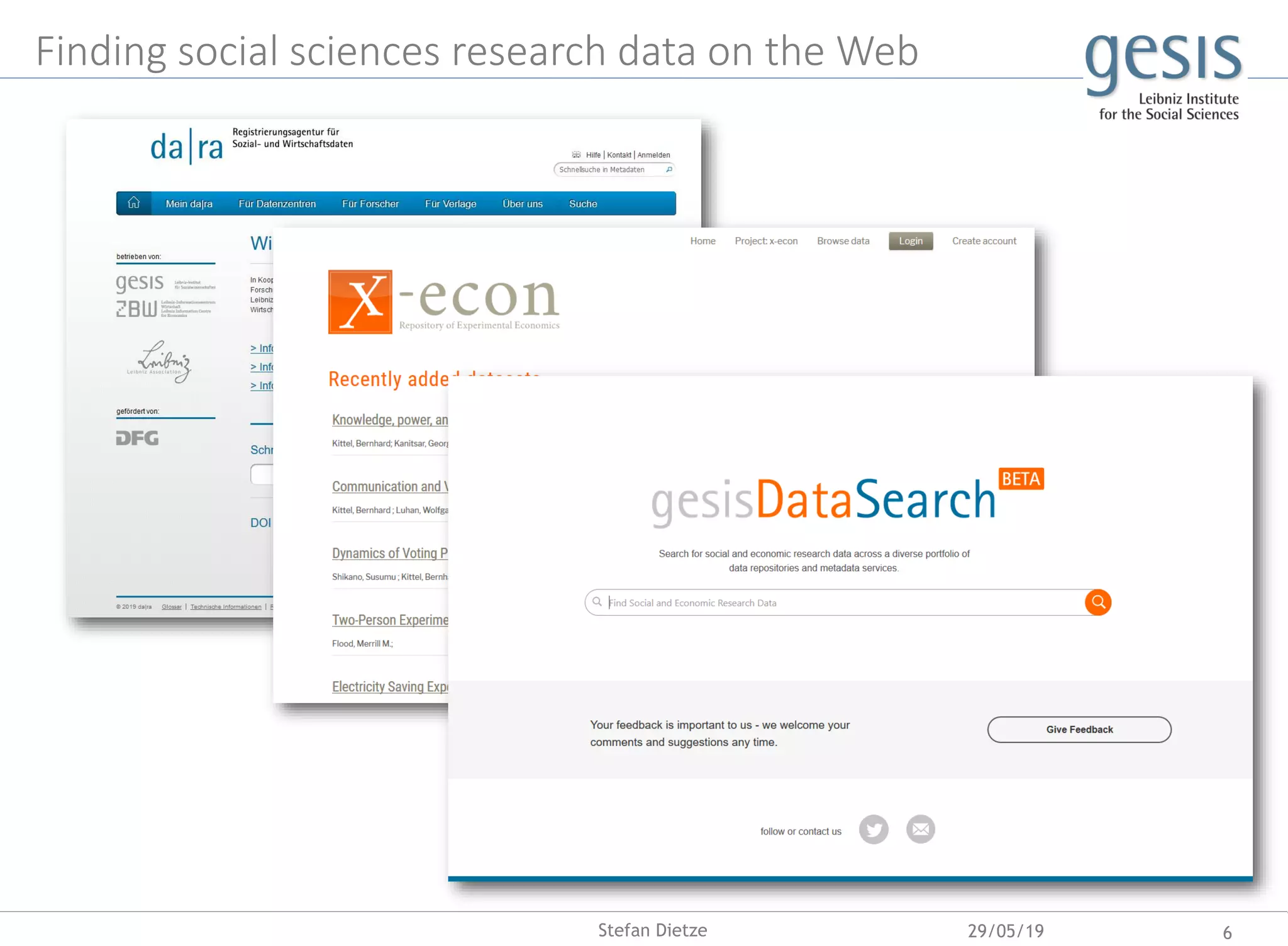 Finding social sciences research data on the Web
29/05/19 6Stefan Dietze
 
