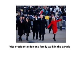 Vice President Biden and family walk in the parade 