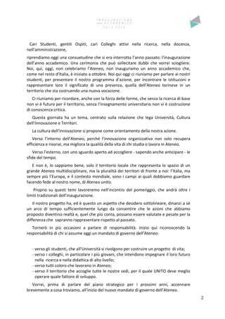 Inaugurazione A.A 2013-2014 dell'Università di Torino: il discorso del rettore Ajani