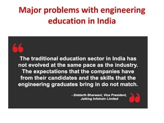 Major problems with engineering
education in India
 