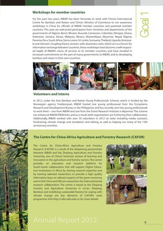 2012 annual Report from INBAR - Intl' Network of Bamboo & Rattan | PDF