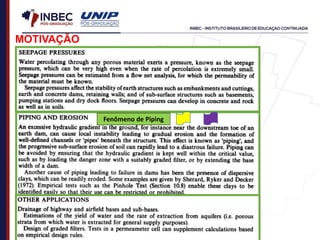 MOTIVAÇÃO
Fenômeno de Piping
 