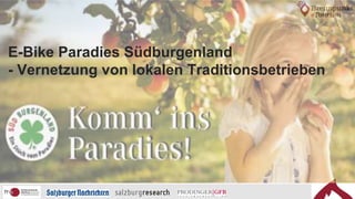 E-Bike Paradies Südburgenland
- Vernetzung von lokalen Traditionsbetrieben
 