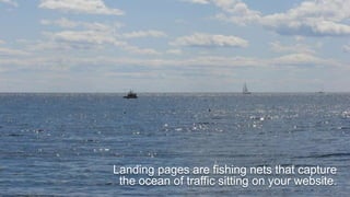 Landing pages are fishing nets that capture
the ocean of traffic sitting on your website.
 
