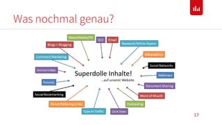 Superdolle Inhalte!
…auf unserer Website.
Was nochmal genau?
17
 