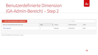 Benutzerdefinierte Dimension
(GA-Admin-Bereich) – Step 2
78
 