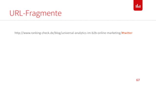 URL-Fragmente
67
http://www.ranking-check.de/blog/universal-analytics-im-b2b-online-marketing/#twitter
 