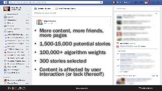 INBOUND15@marismith
6%
• More content, more friends,
more pages
• 1,500-15,000 potential stories
• 100,000+ algorithm weig...