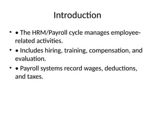 Comprehensive Overview of Human Resources Management and Payroll Cycle ...